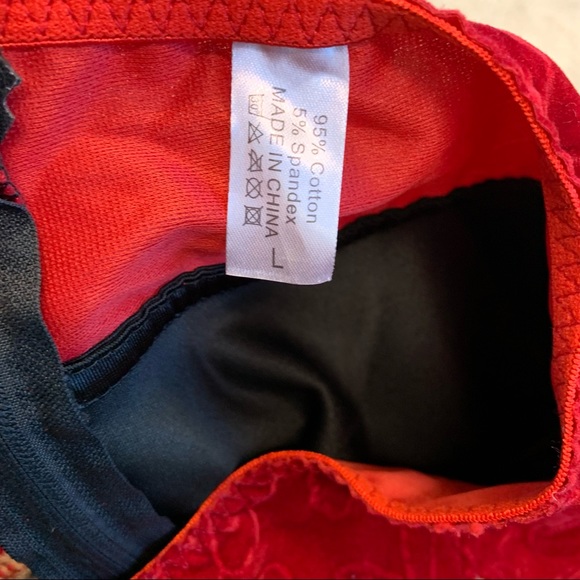 Sexy Costume Burlesque Corset Vampire Red Pirate, Velvet Velour Bustier  SZ L - Picture 9 of 14